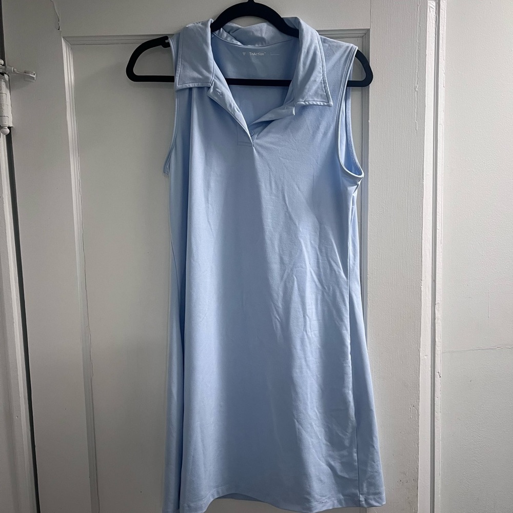 TNaction Sleeveless Collared Tennis Dress - Light Blue